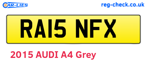 RA15NFX are the vehicle registration plates.