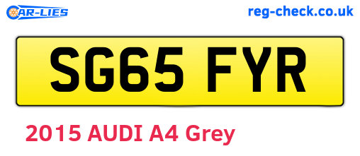 SG65FYR are the vehicle registration plates.