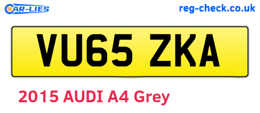 VU65ZKA are the vehicle registration plates.