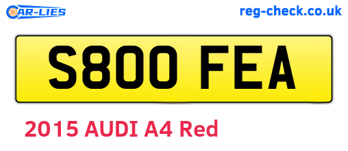 S800FEA are the vehicle registration plates.