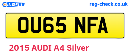 OU65NFA are the vehicle registration plates.