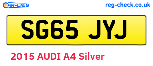 SG65JYJ are the vehicle registration plates.