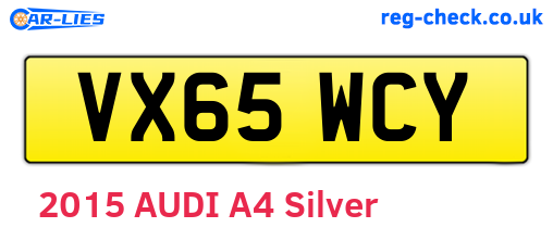 VX65WCY are the vehicle registration plates.