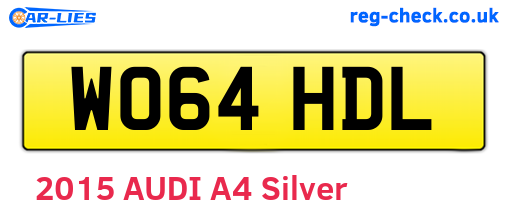 WO64HDL are the vehicle registration plates.