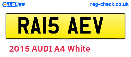 RA15AEV are the vehicle registration plates.