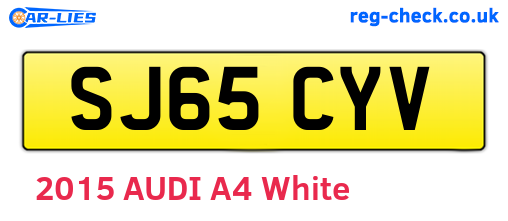 SJ65CYV are the vehicle registration plates.