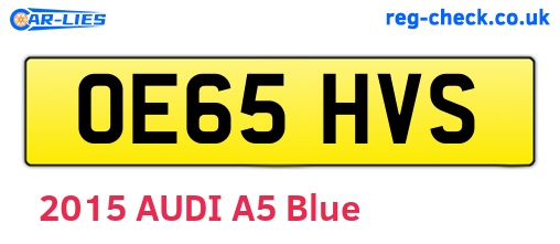 OE65HVS are the vehicle registration plates.