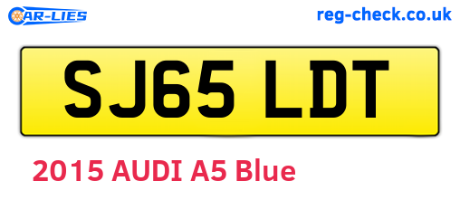 SJ65LDT are the vehicle registration plates.