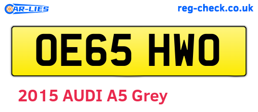 OE65HWO are the vehicle registration plates.