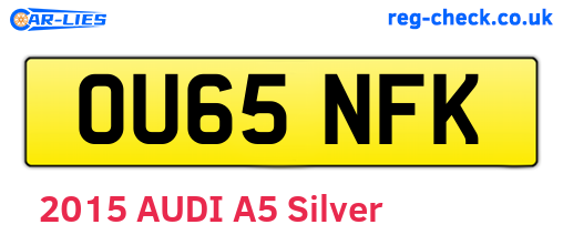 OU65NFK are the vehicle registration plates.