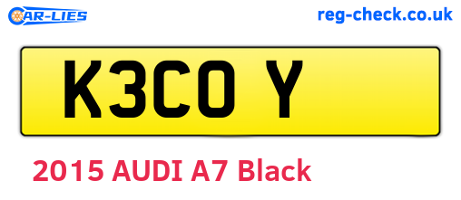 K3COY are the vehicle registration plates.