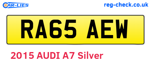 RA65AEW are the vehicle registration plates.