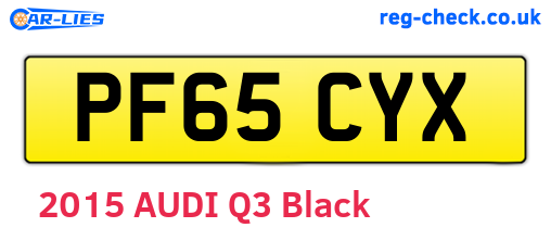PF65CYX are the vehicle registration plates.