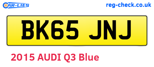 BK65JNJ are the vehicle registration plates.