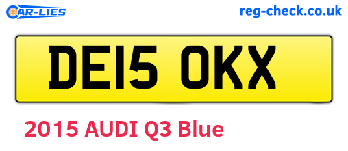 DE15OKX are the vehicle registration plates.