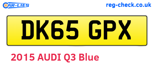 DK65GPX are the vehicle registration plates.