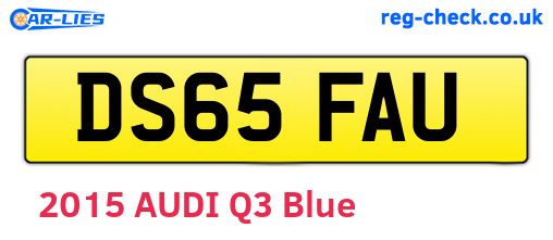 DS65FAU are the vehicle registration plates.