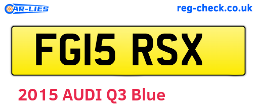 FG15RSX are the vehicle registration plates.