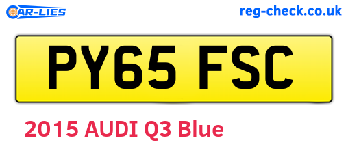 PY65FSC are the vehicle registration plates.