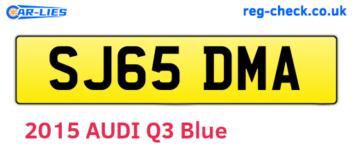 SJ65DMA are the vehicle registration plates.
