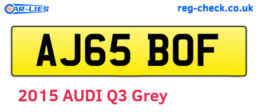 AJ65BOF are the vehicle registration plates.