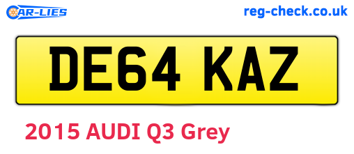 DE64KAZ are the vehicle registration plates.