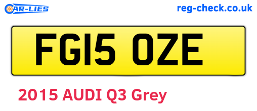 FG15OZE are the vehicle registration plates.