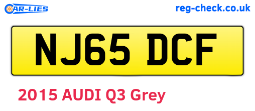 NJ65DCF are the vehicle registration plates.
