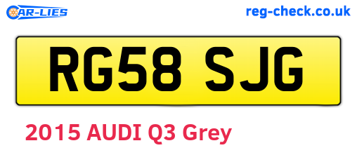RG58SJG are the vehicle registration plates.