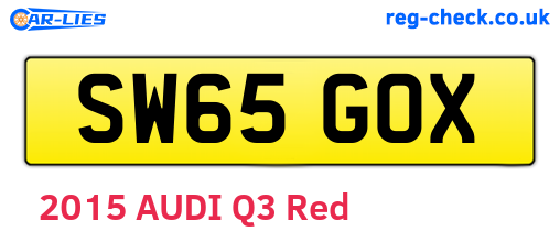 SW65GOX are the vehicle registration plates.