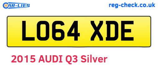 LO64XDE are the vehicle registration plates.