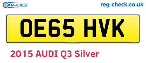 OE65HVK are the vehicle registration plates.