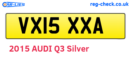 VX15XXA are the vehicle registration plates.