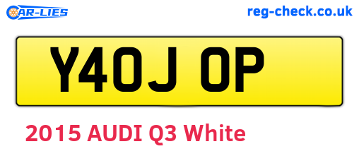 Y40JOP are the vehicle registration plates.