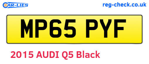 MP65PYF are the vehicle registration plates.