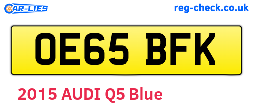 OE65BFK are the vehicle registration plates.