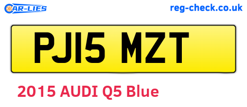 PJ15MZT are the vehicle registration plates.