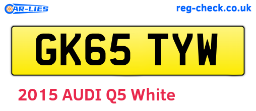 GK65TYW are the vehicle registration plates.