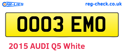 OO03EMO are the vehicle registration plates.