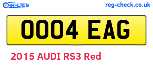 OO04EAG are the vehicle registration plates.