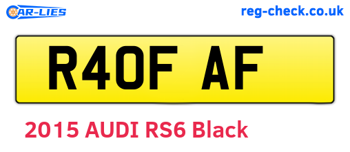 R40FAF are the vehicle registration plates.