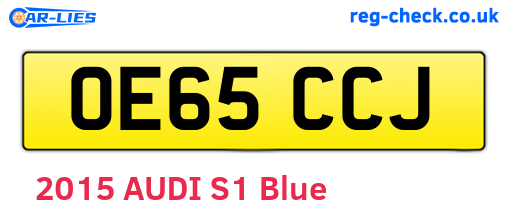 OE65CCJ are the vehicle registration plates.