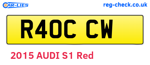 R40CCW are the vehicle registration plates.