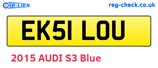 EK51LOU are the vehicle registration plates.