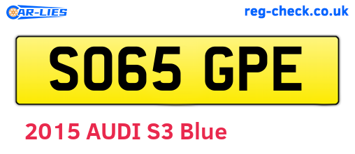 SO65GPE are the vehicle registration plates.