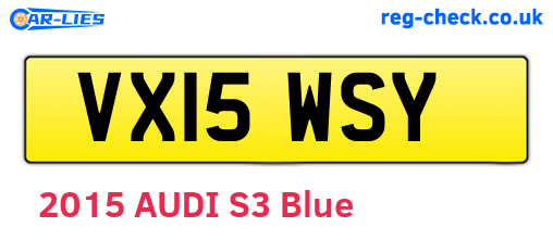 VX15WSY are the vehicle registration plates.