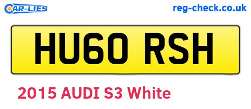 HU60RSH are the vehicle registration plates.