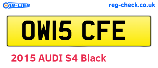 OW15CFE are the vehicle registration plates.