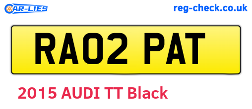 RA02PAT are the vehicle registration plates.
