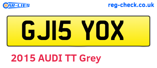 GJ15YOX are the vehicle registration plates.